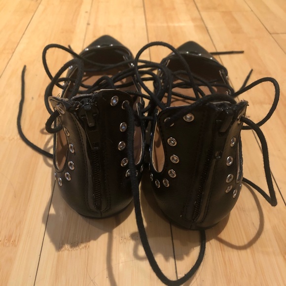 Charlotte Russe Black Lace Up Flats Size 6 - Picture 4 of 6